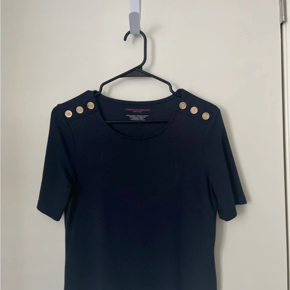 Christian Siriano Dark Blue Top with Gold Buttons